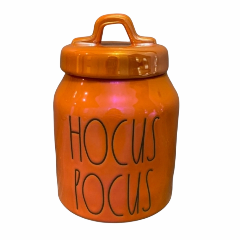 🧙♀️ HTF Rae Dunn Hocus Pocus Orange Iridescent Luster Baby Canister